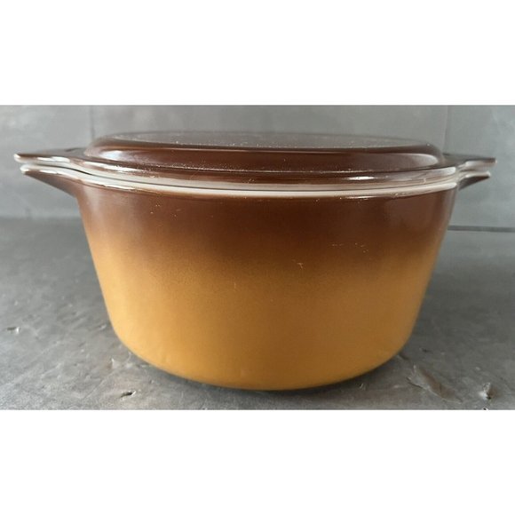 Vintage Pyrex 474-B Brown & Gold Casserole Baking Dish & Lid 1.5 QT 474-B Boho - Picture 5 of 10